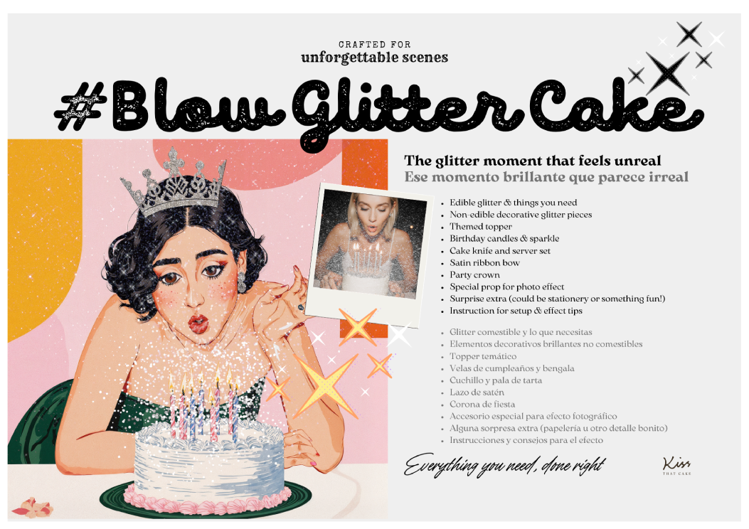 Ready to Shoot – Blow Glitter Cake / Kit de Estilo para Tartas